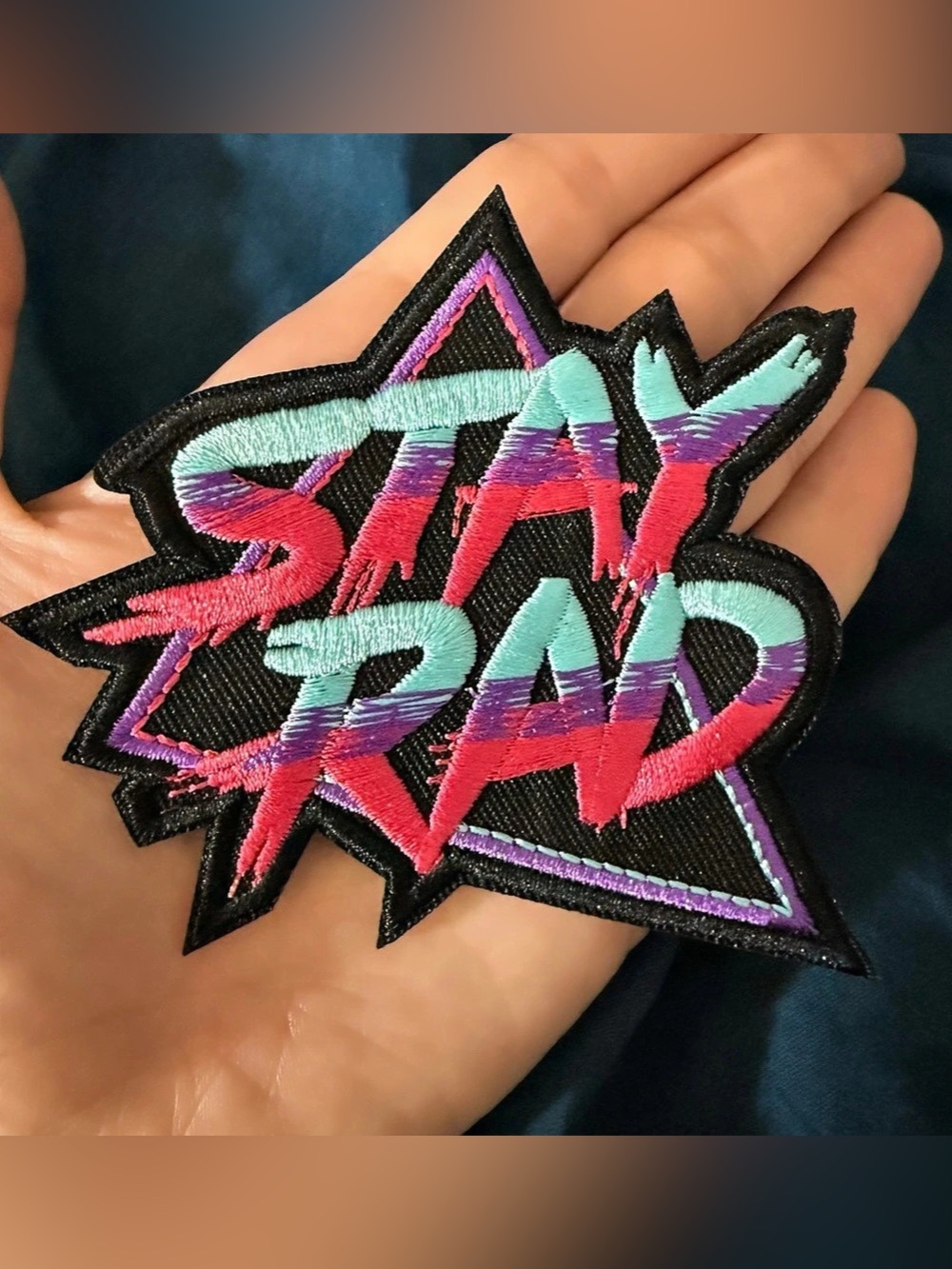 New “STAY RAD" 80's RETRO SURFING Colorful Embroidered Iron-On Patch Nostalgia